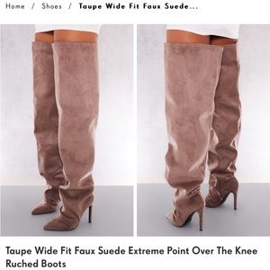 PLT Taupe Faux Suede. I am looking 👀 for these boots to purchase size 9 or10